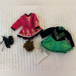 American Girl Irish Dancing Outfit with Wig, shoes, and socks